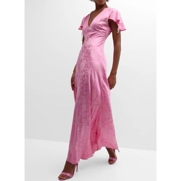 LOVESHACKFANCY Jacquard Printed Elegant Pink Maxi Dress NEW - Picture 3 of 11